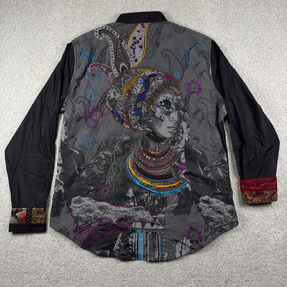 Robert Graham Wrapped In Silver Shirt Mens L Limited Edition Embroidered